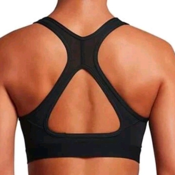 Nike Womens Dri-FIT Racerback Sports Bra Black Perforated Swoosh Size Medium - Picture 6 of 6